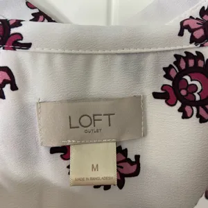 EUC LOFT women’s white pink printed pattern full button front long‎ sleeve shirt thumbnail 4