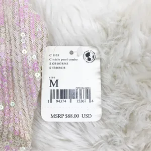 FREE PEOPLE Gold Rush Sequin Mini Dress Iridescent Sheer Cream Size Medium New‎ thumbnail 10