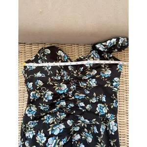 Anthropologie NWT Floral Sweetheart Ruched Drop waist Dress large‎ elegant goth thumbnail 13