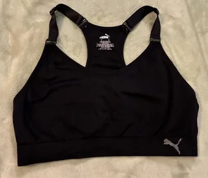 Women’s PUMA Black Racerback Sports Bra Size Large thumbnail 1