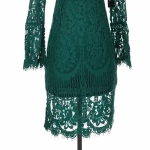 Lulus Enrapturing Elegance Green Lace Long Sleeve Midi Dress Bell Sleeve XS thumbnail 6