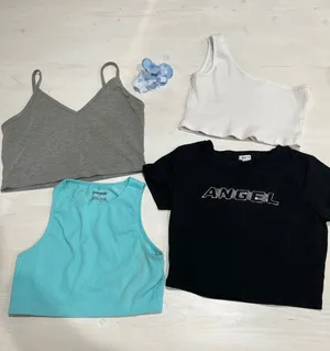Crop Top Bundle: garage Ribbed, Cami, Angel Graphic, one shoulder S‎ thumbnail 1