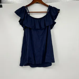 Lilly Pulitzer Tamiami Off the Shoulder Navy Tank Top Cold Shoulder Blouse small thumbnail 3