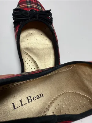 L.L. Bean Plaid Tartan Bow Ballet Flats S-546 Sz 7.5 thumbnail 4