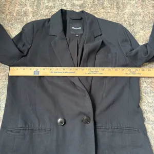 Madewell Larsen Blazer True Black Double Breasted Oversized Twill Jacket Size S thumbnail 8
