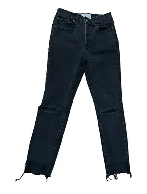 We‎ the Free black distressed high rise skinny jeans sz 25 thumbnail 1