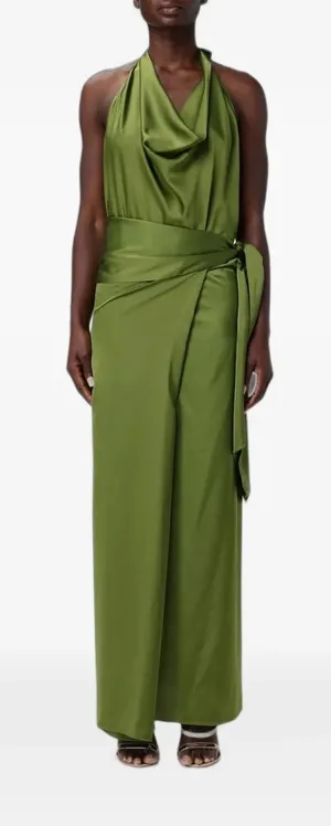 Hanita Maxi Satin-Finished Cowl-Neck Dress thumbnail 1