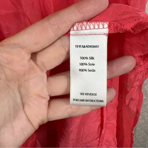 Anthropologie Aryn K Coral Pink Silk Belted‎ Trapeze Dress thumbnail 4