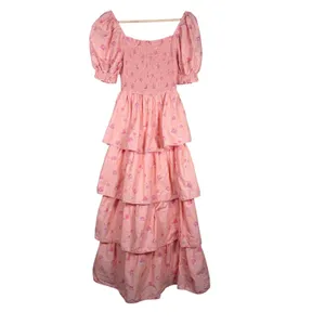 LoveShackFancy Target Pink Floral Smocked Tiered‎ Maxi Dress XXS Cottagecore thumbnail 2