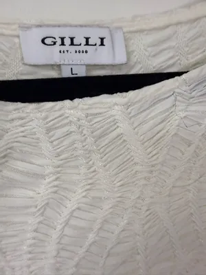 Gilli Cream-White Open Knit Long Sleeve Top Size Large thumbnail 3