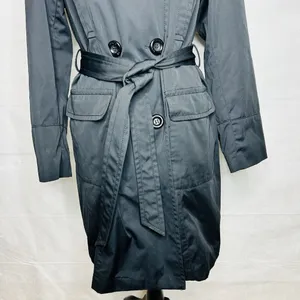 Jones New York Coat Size Large Black Faux Fur Removeable Collar Belted Trench thumbnail 4