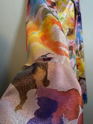 Aidan Mattox Adrianna Pappel Metallic Floral Jacquard Gown Pockets NWT US 6 Flaw thumbnail 5