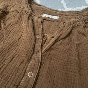 We the free forest green oversized soft linen long sleeve Henley flowy top thumbnail 7