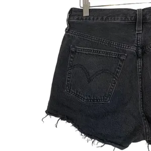 Levis 501 High Waist Cut Off Jean Shorts Size 29 Black thumbnail 5
