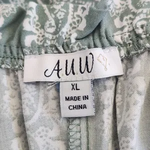 AUW Green Wide Leg Jumpsuit with Paisley Print and Cropped Pants NWT Size XL thumbnail 6