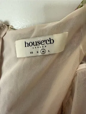 House of CB Nina Vintage Floral Gathered Mesh Bodysuit M thumbnail 3