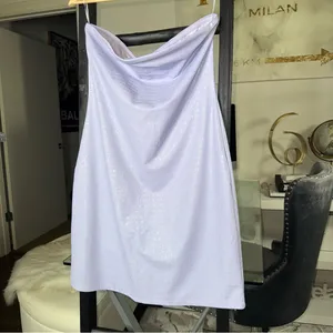 Naked Wardrobe 1X Lavender Croc Embossed Strapless Faux Leather Mini Dress thumbnail 4