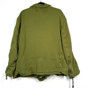 Free People XL Rebel Knit Moto Jacket olive green Utility Slouchy Sweatshirt thumbnail 3