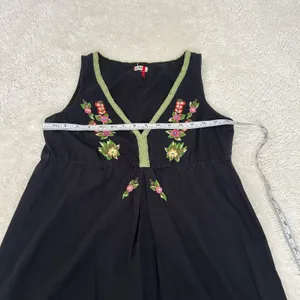 Old Navy VTG‎ 100% Cotton Womens Black Embroidered Floral Tunic Top Sz S thumbnail 6