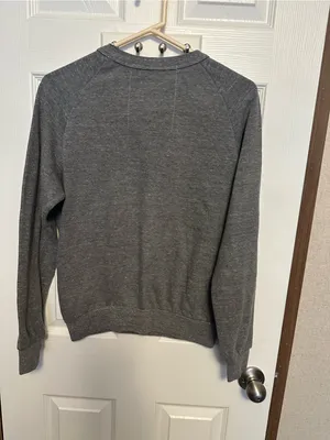 Aviator Nation Gray Off-Shoulder Sweatshirt with Black Lightning Bolt thumbnail 6