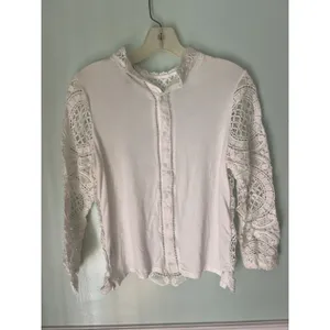 James Coviello Size XS‎ Anthropologie Crochet Lace White Long Sleeve Top thumbnail 4
