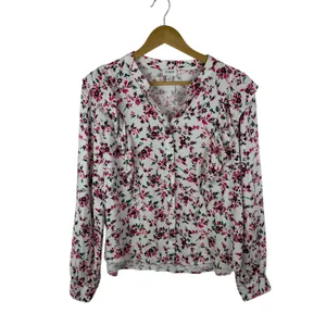 J Crew Floral‎ Printed Ruffle Top Small Multicolor Button Up Preppy Romantic thumbnail 2