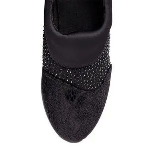 Yellow Box Womens 7.5 Liam Slip On Sneakers‎ Black Lace Rhinestone NIB thumbnail 3