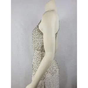 Anthropologie Womens Dress Sz S White Silver Rian Beaded Embellished Halter Maxi thumbnail 6