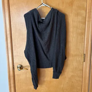 We The Free Cowl Neck Top Women‎ XS Charcoal Grey Exposed Seam Knit Slouchy thumbnail 2
