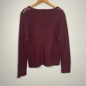 Eddie‎ Bauer Women's Wool Sweater Burgundy Fair Isle Nordic Size M Y2K Preppy thumbnail 4
