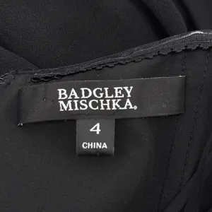 Badgley Mischka Gown Womens 4 Silver Black Excellent Sequin One Shoulder Formal thumbnail 9