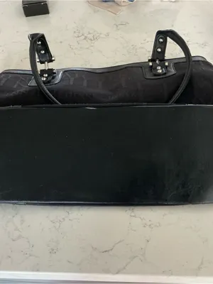 Etienne Aigner signature large tote bag jacquard black metallic silver hardware thumbnail 9