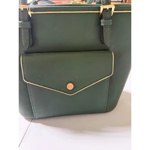 Michael Kors Voyager Medium Top Zip Tote Dark Green Saffiano Leather Handbag thumbnail 15