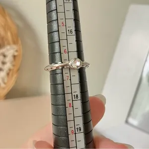 Bezel Silver Knife Edge Diamond Ring Vintage “Tamsin” Inset Simple Stacking Jewelry thumbnail 10