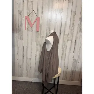 Max Studio Taupe Faux Suede Open Front Draped Vest Sleeveless Size M thumbnail 2
