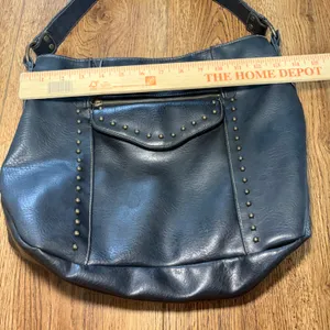 Y2K Black Studded Faux Leather Hobo‎ Shoulder Bag Brass Hardware Western Boho thumbnail 13