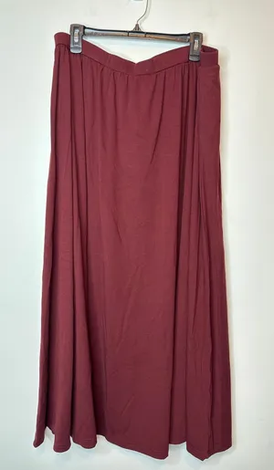 OGL Women Size XL Ruby Red A-Line Midi Skirt Flowy Pull-On Casual Comfort thumbnail 1