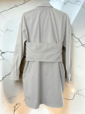 PRETTYLITTLETHING white corset overlay detail long sleeve shirt dress thumbnail 2