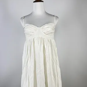 NWOT Farm Rio Linen Blend White Sleeveless Maxi Dress Size M thumbnail 3