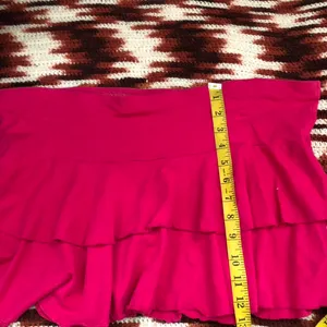 Y2K Express Fairycore Coquette Whimsical Pink Ruffle Micro Mini Skirt Size L Measurement in pics thumbnail 6