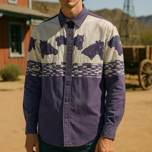 Vintage 90s KZK Horse Print Western Button Front Shirt thumbnail 2