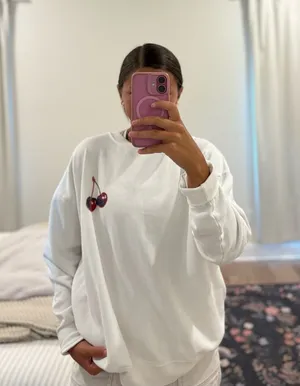 Altar'd State White Crewneck Sweatshirt 100% Cotton thumbnail 1