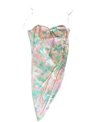 For Love & Lemons Women’s Call Me Tie Dye Silky Ruched Midi Slip Dress Size L thumbnail 2