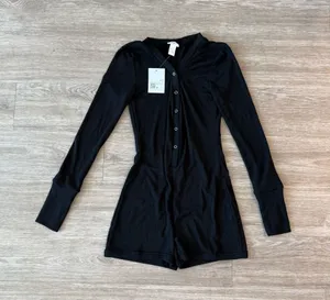NWT Forever 21 Black Long Sleeve Sleep Romper thumbnail 1