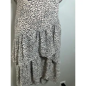 Who What Wear Womens‎ Cheetah Leopard Print Ruffle Tiered Midi Dress Tan Black L thumbnail 4