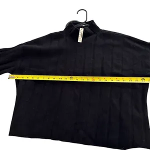 Madewell Small Black Wide Rib Knit Relaxed Mockneck Cashmere Wool Sweater thumbnail 8