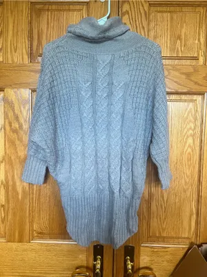Kaisely - Cozy Gray Cable-Knit Cowl Neck Women's Sweater thumbnail 3