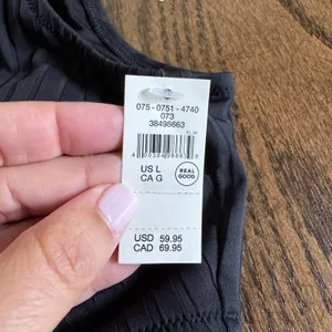 Aerie Womens Black Ribbed Cut Out Ring One Piece Monokini Swim Suit Size Large thumbnail 7