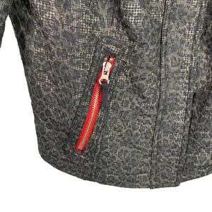 We The Free/‎ Free People Black Brown Animal Print Moto Red Zip Jacket Coat Sz 4 thumbnail 3