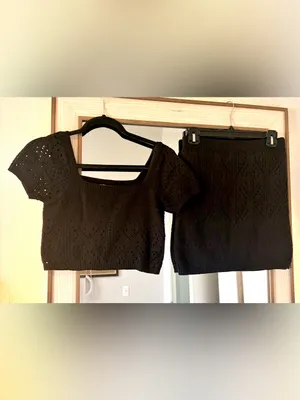 Freshman 1996 Crochet Flutter Sleeve Top & Mini Skirt Set size Small matching thumbnail 2